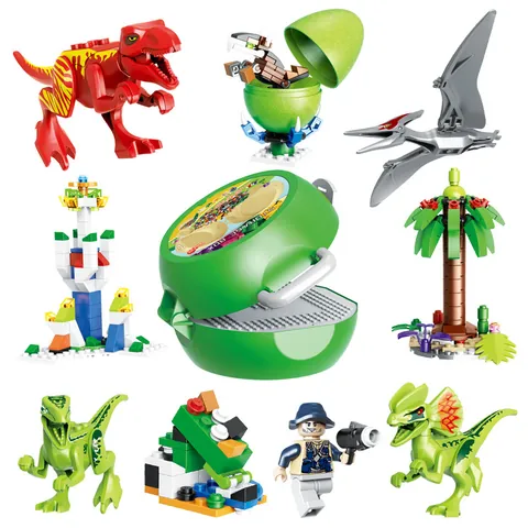 Scatola di Immagazzinaggio Mattoncini Dinosauro Animale Militare Tema Educativo Giocattolo da Costruzione Per Bambini