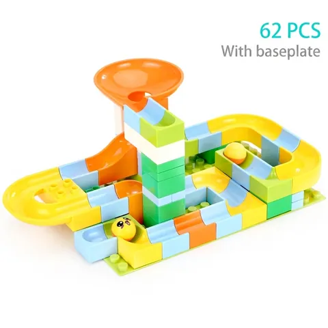 Marble Run Building Blocks Large Particles DIY Track Maze Puzzle Toy Colorful STEM Educational Gift For Toddlers Kids