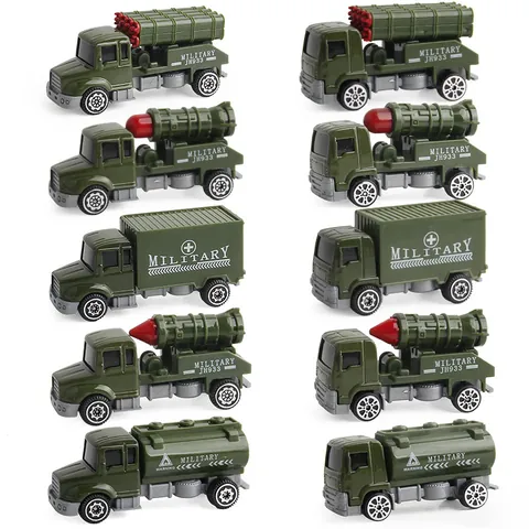Military Alloy Toy Car For Kids Army Green Missile Transport Tanker Container Truck Model Vehicles Mini Pocket Educational Toys