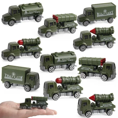 Military Alloy Toy Car For Kids Army Green Missile Transport Tanker Container Truck Model Vehicles Mini Pocket Educational Toys