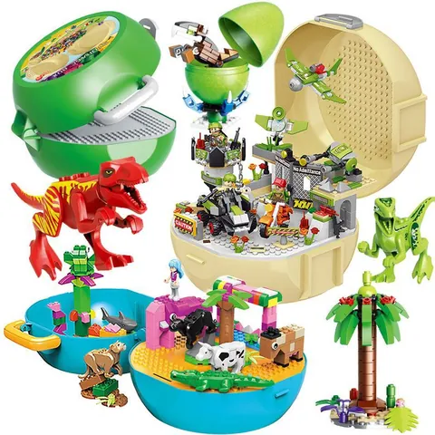 Scatola di Immagazzinaggio Mattoncini Dinosauro Animale Militare Tema Educativo Giocattolo da Costruzione Per Bambini