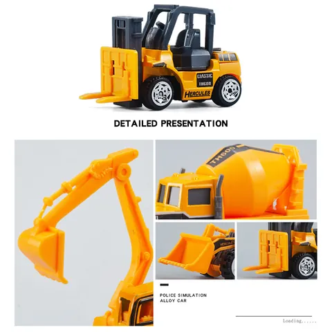 Alloy Die-cast Construction Vehicle Toy Excavator Dump Truck Roller Mixer Forklift Models For Kids Engineering Play Cars