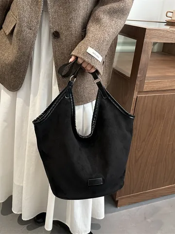 Damen Große Kapazität Wildleder Tragetasche Retro Urban Minimalistisch Schultertasche Lässige Achseltasche Für Das Pendeln Alltag