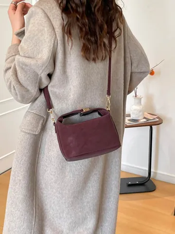 Damen Retro PU-Leder Umhängetasche Vintage Quadratische Schultertasche Minimalistische Handtasche Für Studenten Alltäglicher Gebrauch