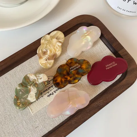 French Style Cellulose Acetate Cloud Hair Clip Handmade Marble Pattern Duckbill Clip For Women Girls Sweet Hair Accessory