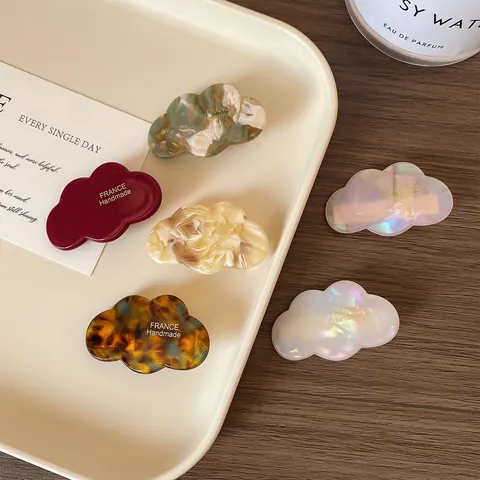 French Style Cellulose Acetate Cloud Hair Clip Handmade Marble Pattern Duckbill Clip For Women Girls Sweet Hair Accessory