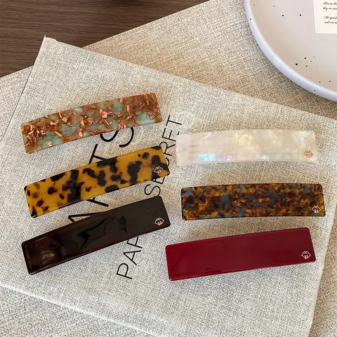 Korean Style Square Acetate Spring Hair Clip French Vintage Tortoise Shell Leopard Pattern Rectangular Barrette Hair Accessory For Women