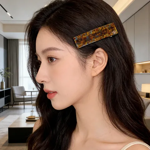 Korean Style Square Acetate Spring Hair Clip French Vintage Tortoise Shell Leopard Pattern Rectangular Barrette Hair Accessory For Women