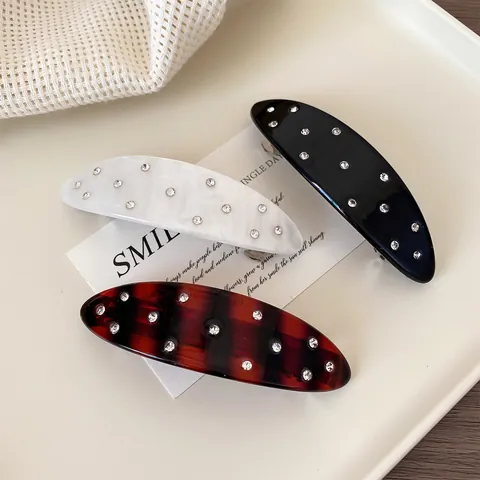 Vintage Acetat Oval Haarspange Mit Strasssteinen Luxuriöse Elegante Koreanische Kopfschmuck Für Damen Tägliche Haarzubehör