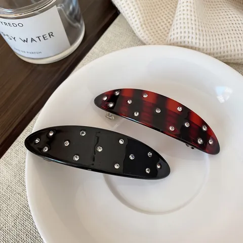 Vintage Acetat Oval Haarspange Mit Strasssteinen Luxuriöse Elegante Koreanische Kopfschmuck Für Damen Tägliche Haarzubehör