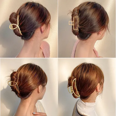 Eleganter Mattgold Galvanisierter Metall Haarkralle Clip Süße Künstliche Perle Strass Schmetterling Kirsche Geometrische Haarklemme Für Damen Haarschmuck