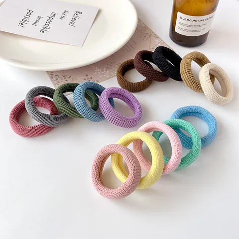 High Elastic Seamless Hair Ties For Women Thickened Ribbed Texture Ponytail Holder No Damage Stretch Hair Bands Daily Hair Accessories