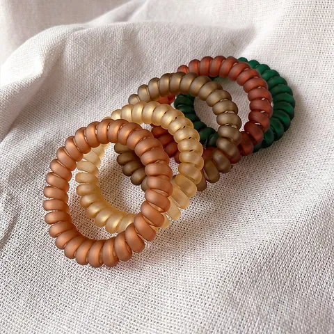 Goma de Pelo de Cable de Teléfono Esmerilada Alta Elasticidad Resina Espiral Anillo de Pelo Color Morandi Accesorios