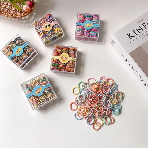 Kids Elastic Hair Ties Macaron Colored Nylon Hair Rings Non Damaging Seamless Ponytail Holders For Baby Girls Hair Accessories