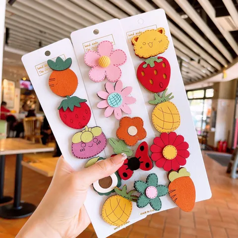 Cute Cartoon Children Hair Clips Fruit Animal Flower Felt Hair Accessories For Toddler Girls Kids Handmade Hair Decoration