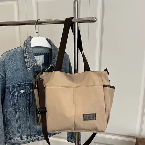 Grote Capaciteit Dames Nylon Shopper Casual Minimalistisch Woon-werkverkeer Schoudertas Met Verstelbare Riem Handtas