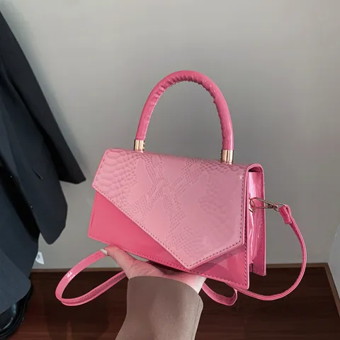 Mode Damen Schlangenmuster PU Leder Umhängetasche Lässige Asymmetrische Klappe Umhängetasche Handtasche Mit Goldener Hardware Tasche