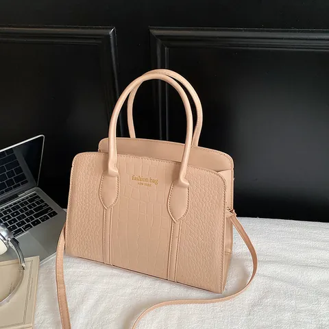 Women Large Capacity Crocodile Pattern PU Leather Tote Bag Urban Simplicity Square Shoulder Bag For Commuting Fashion Handbag