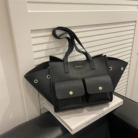 Damen Lychee Muster PU Leder Tote Bag Große Kapazität Unterarmtasche Urban Minimalist Doppeltasche Tägliche Schultertasche