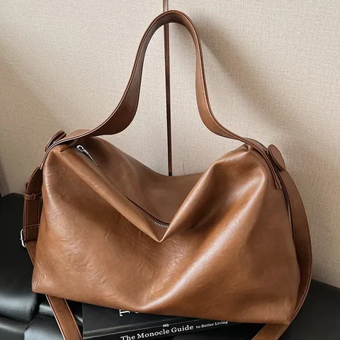 Borsa Hobo da Donna in Pelle PU a Grande Capacità Borsa a Spalla Slouchy Borsa Tote Pendolare Retro Per Lavoro Quotidiano