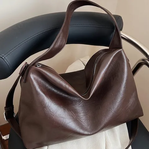Bolso Hobo de Cuero PU de Gran Capacidad para Mujer Bolso de Hombro Slouchy Bolso Tote Retro para Trabajo Diario Viaje