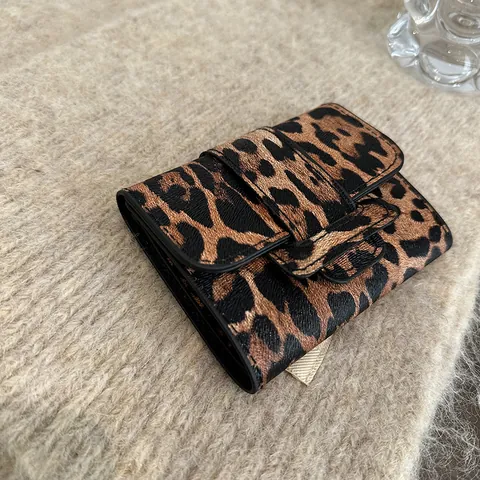 Mini Borsa Squadrata Leopardata alla Moda Pochette in Pelle PU Fashion Piccolo Portamonete Con Chiusura a Fibbia da Donna