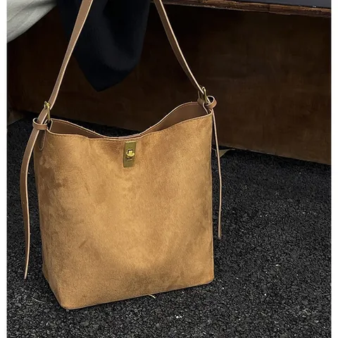 Vintage Grote Capaciteit Mat Polyester Emmer Tas Moeder-Kind Set Met Metalen Slot Verstelbare Band Schoudertas Tote