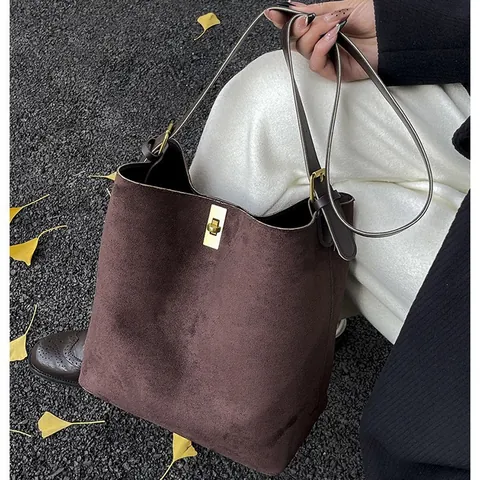 Vintage Grote Capaciteit Mat Polyester Emmer Tas Moeder-Kind Set Met Metalen Slot Verstelbare Band Schoudertas Tote