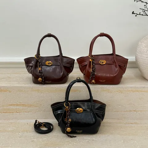 Bolso Bandolera de Cuero PU Vintage para Mujer Bolso de Mano de Diseñador Minimalista con Cierre de Giro Bolso de Hombro