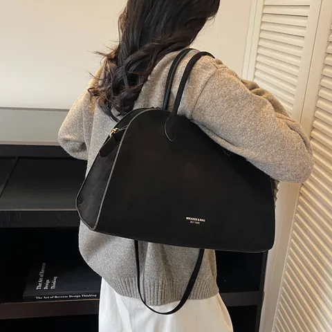 Bolso De Mano De Gran Capacidad Para Mujer En Cuero PU Mate Textura De Gamuza Vintage Bolso De Hombro Informal Diario Para Oficina