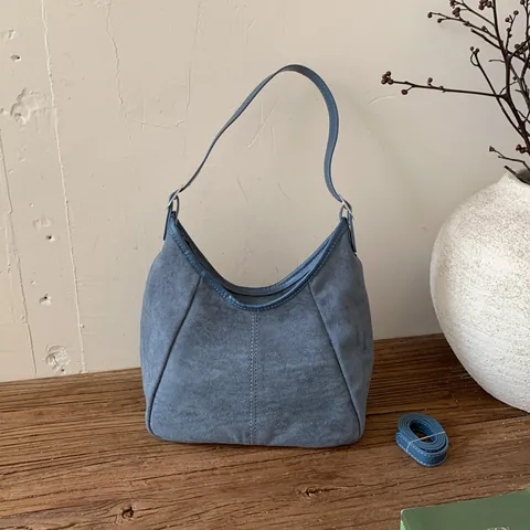 Retro Minimalistische Wildleder Hobo Umhängetasche Für Damen Mattierte Unterarm Knödeltasche Mit Verstellbarem Gurt Reißverschluss Tasche