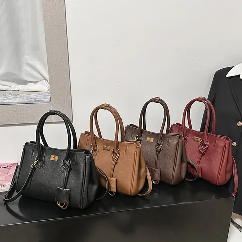 Women Large Capacity Leather Tote Bag Retro Lychee Pattern Handbag Shoulder Strap Crossbody Bag For Daily Commuter