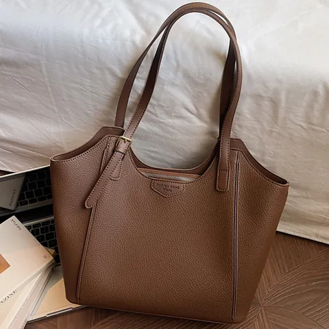 Damen Große Kapazität PU Leder Tragetasche Lychee Narbung Pendler Schultertasche Täglich Handtasche Mit Reißverschluss Hobo Tasche