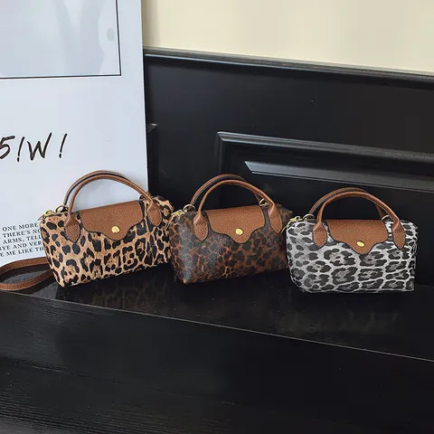 Bolso de Mano Cuadrado Pequeño para Mujer de Cuero PU con Estampado de Leopardo Bolso de Hombro Vintage con Correa Ajustable