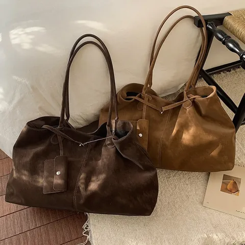 Borsa Tote da Donna Retro Minimalista di Grande Capacità Borsa a Tracolla in Pelle PU Con Mini Pochette Regalo Pendolare Quotidiano