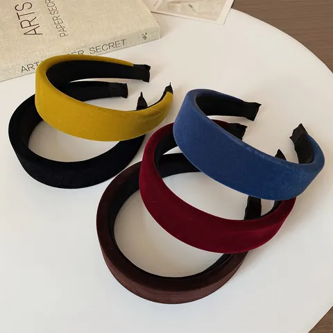 Diadema Retro de Terciopelo Acolchada con Esponja Banda para el Cabello Ancha y Gruesa para Mujer Elegantes Accesorios para el Cabello en Color Sólido