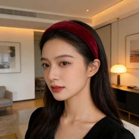 Diadema Retro de Terciopelo Acolchada con Esponja Banda para el Cabello Ancha y Gruesa para Mujer Elegantes Accesorios para el Cabello en Color Sólido