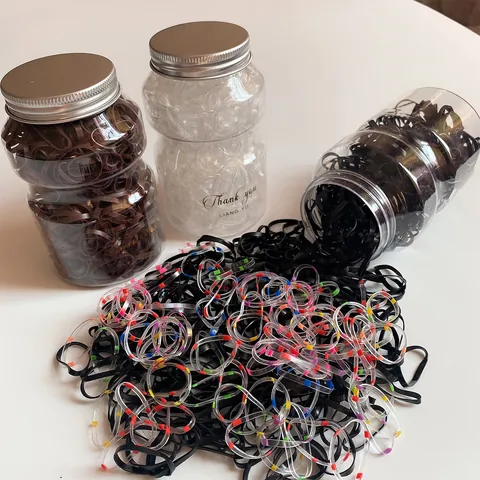 Wide Disposable High Elastic Rubber Hair Ties For Women Kids Non-Damaging Durable Jar Pack Hair Styling Bands Accessories
