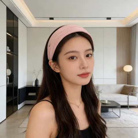 Serre-tête en Tissu Couleur Unie Style Coréen Minimaliste pour Femme Bandeau Large Rembourré en Éponge pour Lavage du Visage