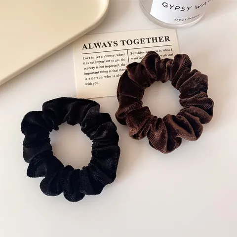 Vintage Fluwelen Haarelastiekje Kleine Elastische Scrunchie Effen Kleur Zachte Stof Paardenstaarthouder Voor Vrouwen Meisjes Sieraden