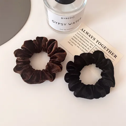 Vintage Fluwelen Haarelastiekje Kleine Elastische Scrunchie Effen Kleur Zachte Stof Paardenstaarthouder Voor Vrouwen Meisjes Sieraden