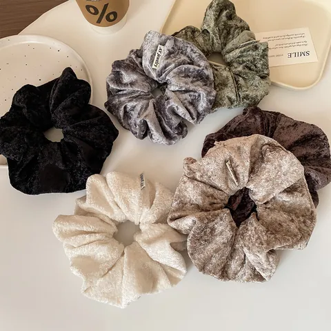 Solid Color Plush Large Scrunchies Korean Minimalist Velvet Hair Ties Soft Elastic Ponytail Holder Women Hair Accessories