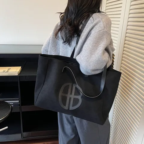 Women's Suede Tote Bag Large Capacity Minimalist Shoulder Bag Vintage Commuter Handbag Urban Daily Carryall Handbag For Women