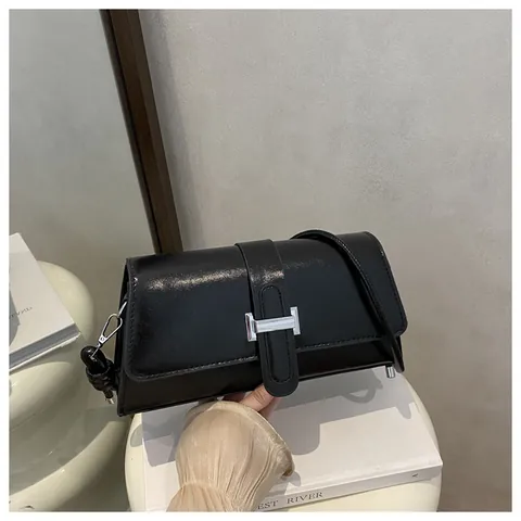 Dames Vintage Franse PU Leren Okseltas Met Geknoopte Band Zilveren Gesp Kleine Schoudertas Mode Woon-werkverkeer Crossbody Handtas