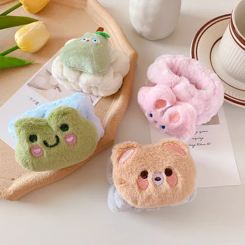 Muñequeras Absorbentes para Lavado de Cara Dibujos Animados Animal Franela Suave Bandas para Muñeca Evitan que el Líquido se Derrame