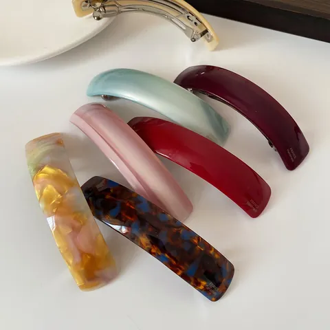 Französischer Acetat Federclip Vintage Minimalistisches Marmormuster Ponytail Holder Handgefertigt Damen Haarschmuck