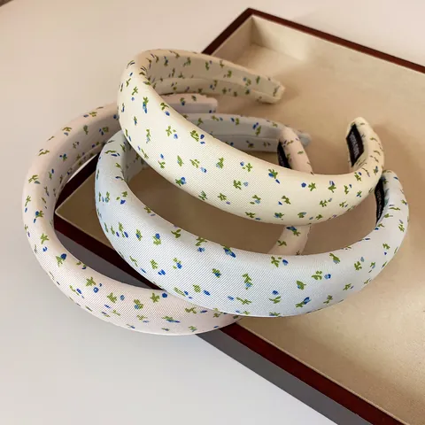 Blumiger Gepolsterter Haarreif Im Koreanischen Stil Für Damen Süßes Frisches Stoff Schwamm Verdicktes Haarband Retro Elegantes Kopfstück