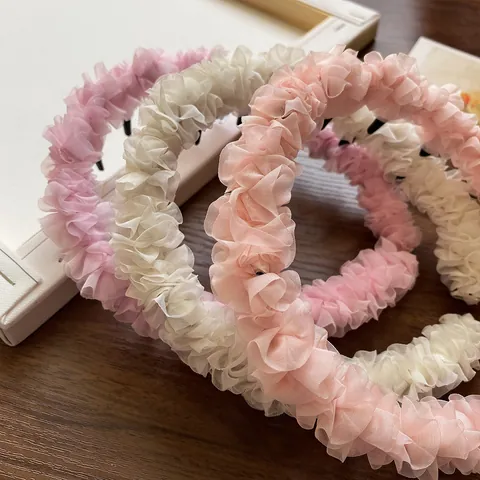 Diadema Infantil de Malla Plisada Antideslizante Con Dientes Estilo Hada Princesa Banda para el Cabello para Niñas Accesorios