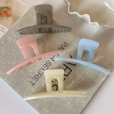 Minimalist Acrylic Large Hair Claw Clip For Women Solid Color Geometric Shark Clip Korean Style Bun Hair Accessories