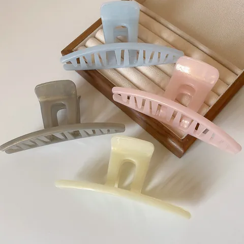 Minimalist Acrylic Large Hair Claw Clip For Women Solid Color Geometric Shark Clip Korean Style Bun Hair Accessories